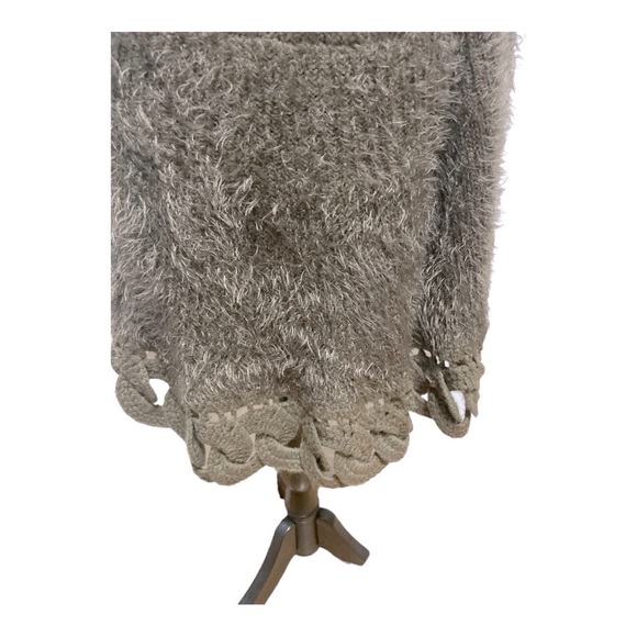 MONOREN Crochet Knit vest/ jacket, Faux Fur Brown SZ L - Picture 7 of 14
